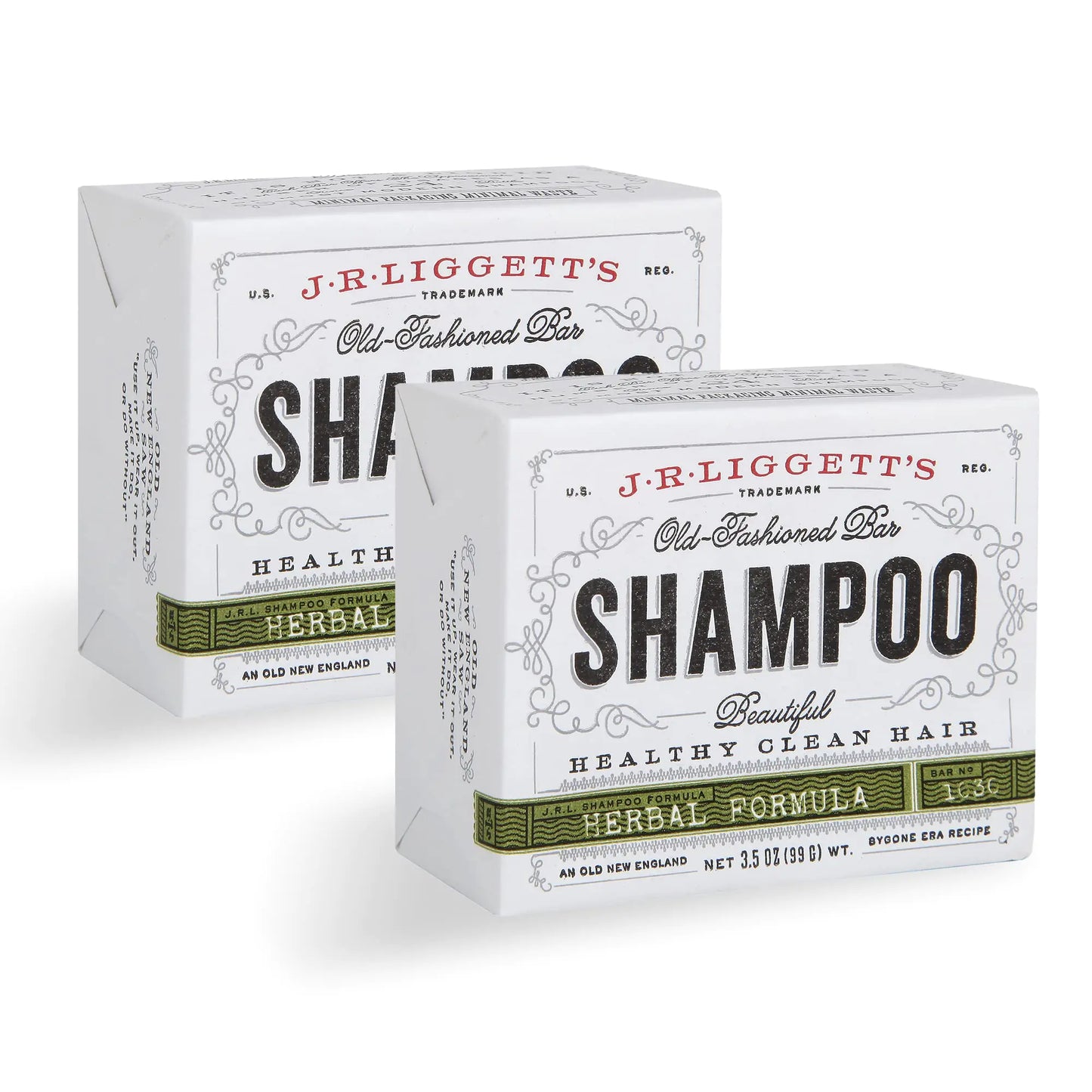 J·R·LIGGETTS All-Natural Shampoo Bar for Hair | Herbal Formula | Supports Strong Healthy Hair | Nourish Follicles w/Antioxidants and Vitamins | Detergent/Sulfate-Free | 2 Pack 3.5 oz Bars