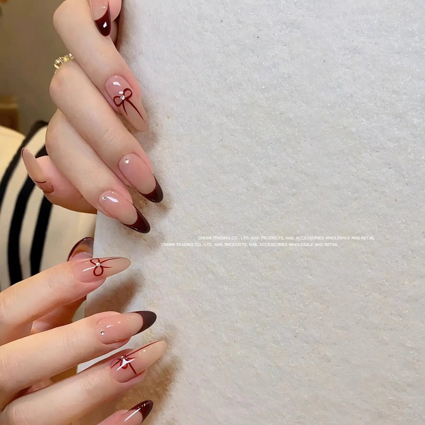 New Crystal Bow Nail Stickers with Elegant Lines