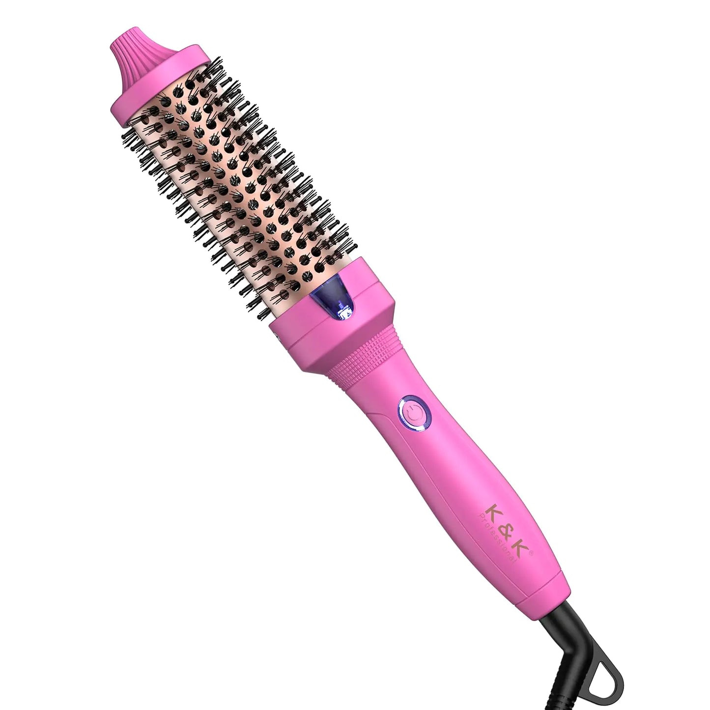 K&K 1.5 Inch Ceramic Tourmaline Ionic Curling Iron (Rose Red 1.5 Inch) - Thermal Brush Heated Curling Brush Dual Voltage Volumizer NON-DAMAGING 350 DEGREE HEAT