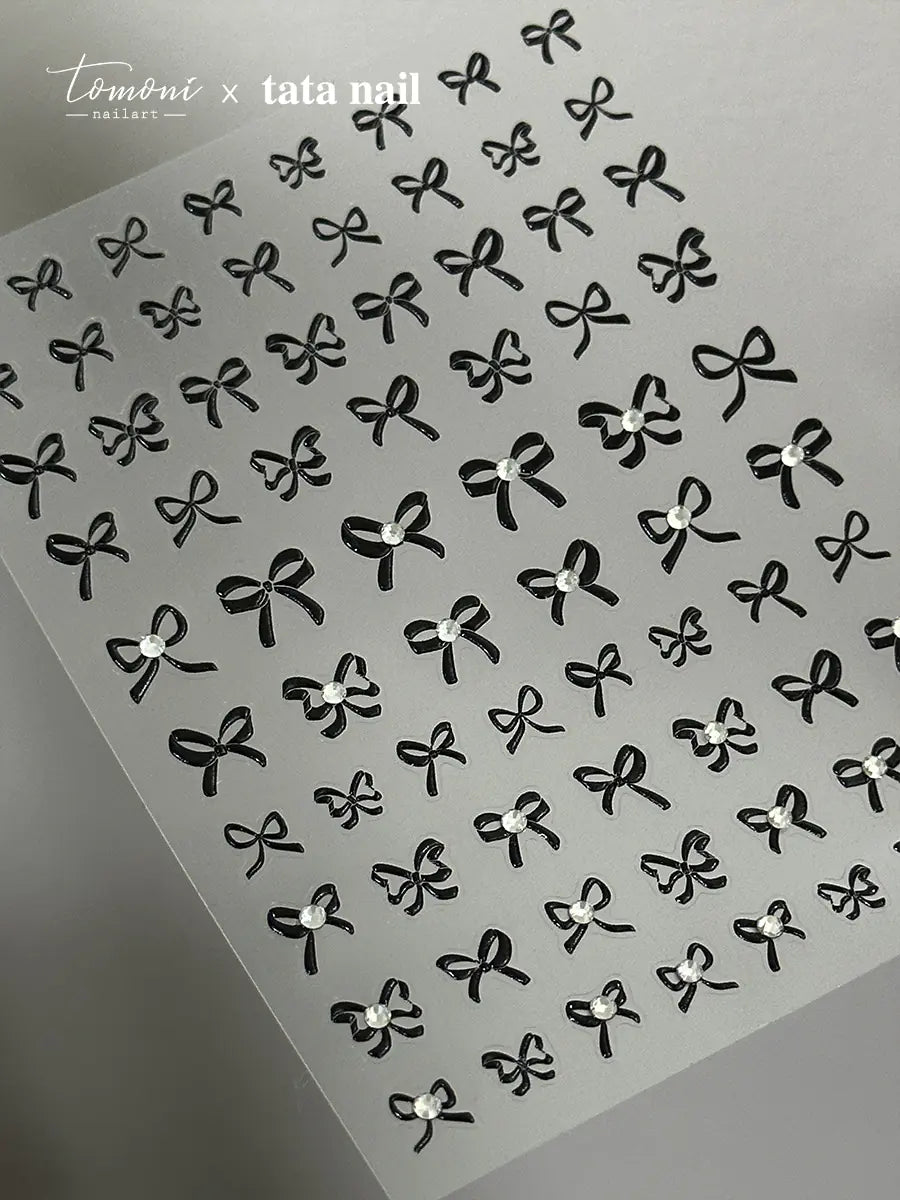 New Crystal Bow Nail Stickers with Elegant Lines