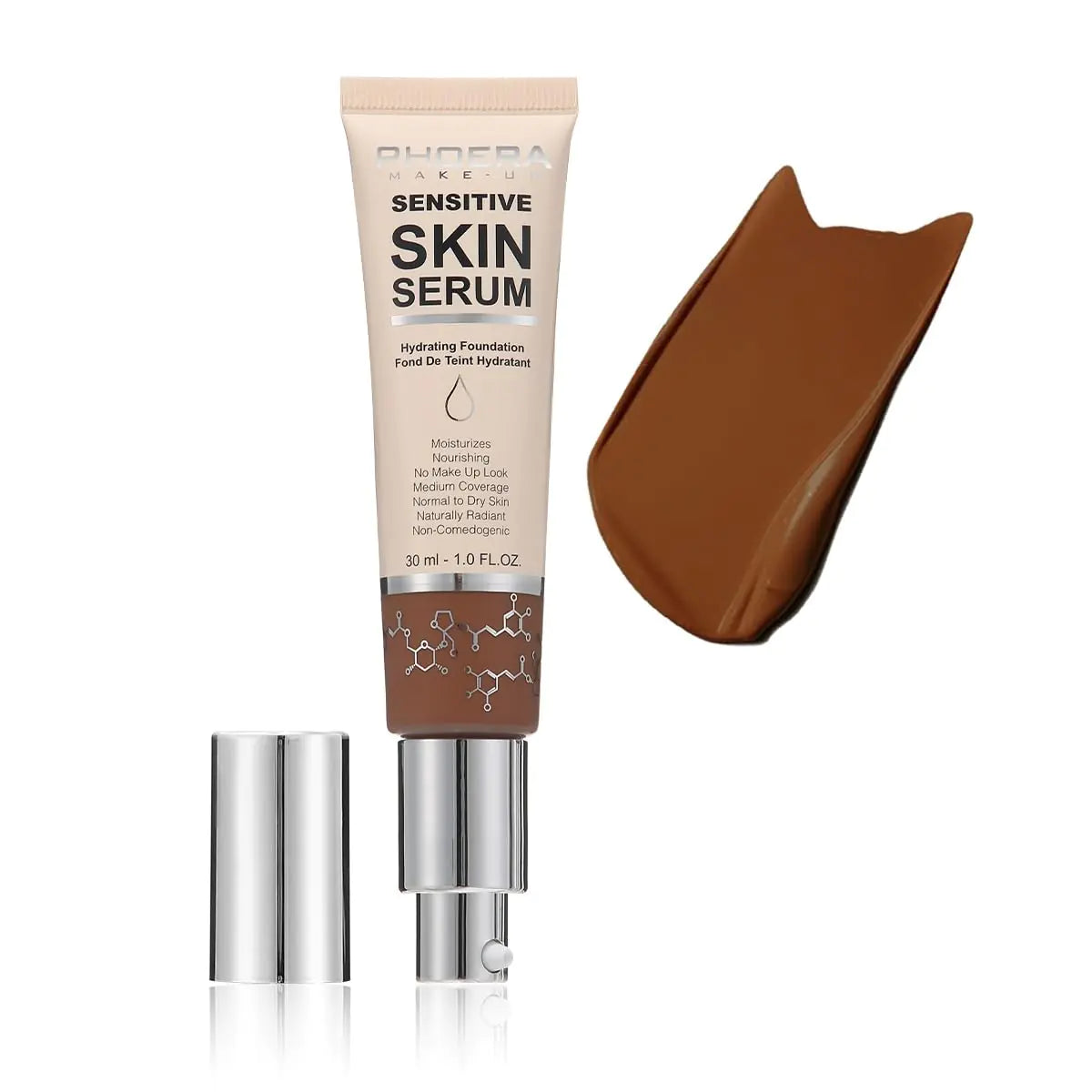 PHOERA Hydrating Serum FoundationFlawless Full Coverage and Hypoallergenic Makeup Base Foundation. (N06 Mocha norm)