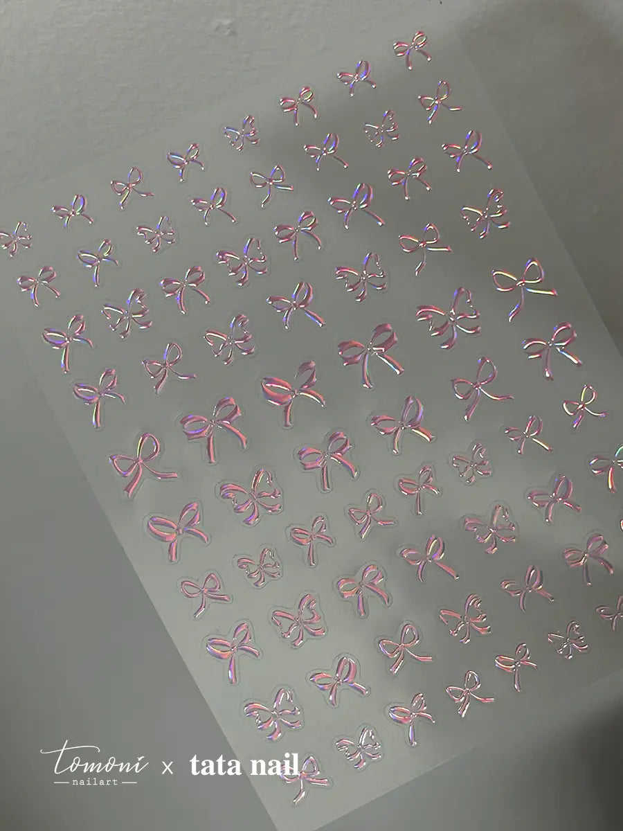 New Crystal Bow Nail Stickers with Elegant Lines
