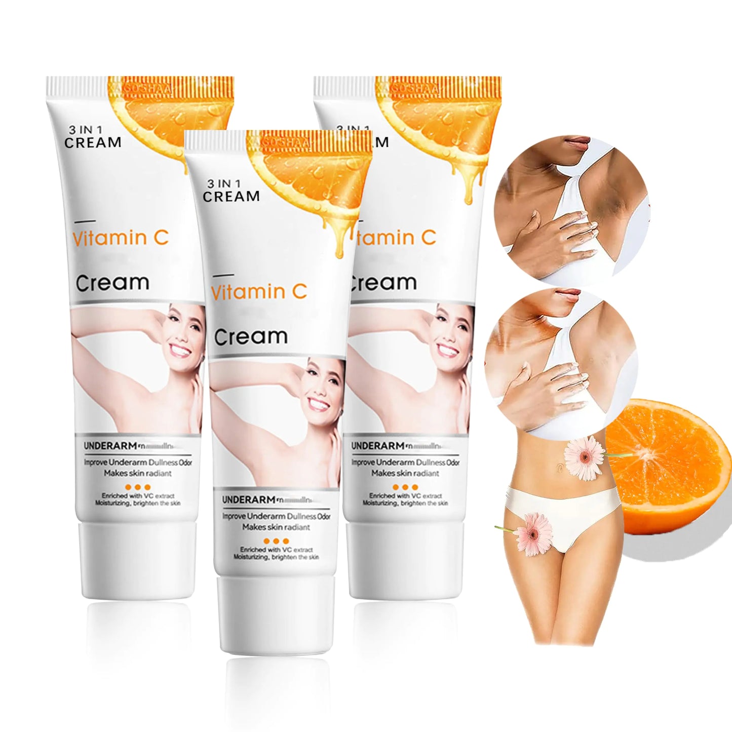 Crema para Aclarar las Axilas y Partes Intimas Para Piel Entrepierna Manchas Codos Piernas Zonas Íntimas Cara Axilas Rodillas Cuello 50G (3 bottles loción de cuidado de axilas y partes intimas)