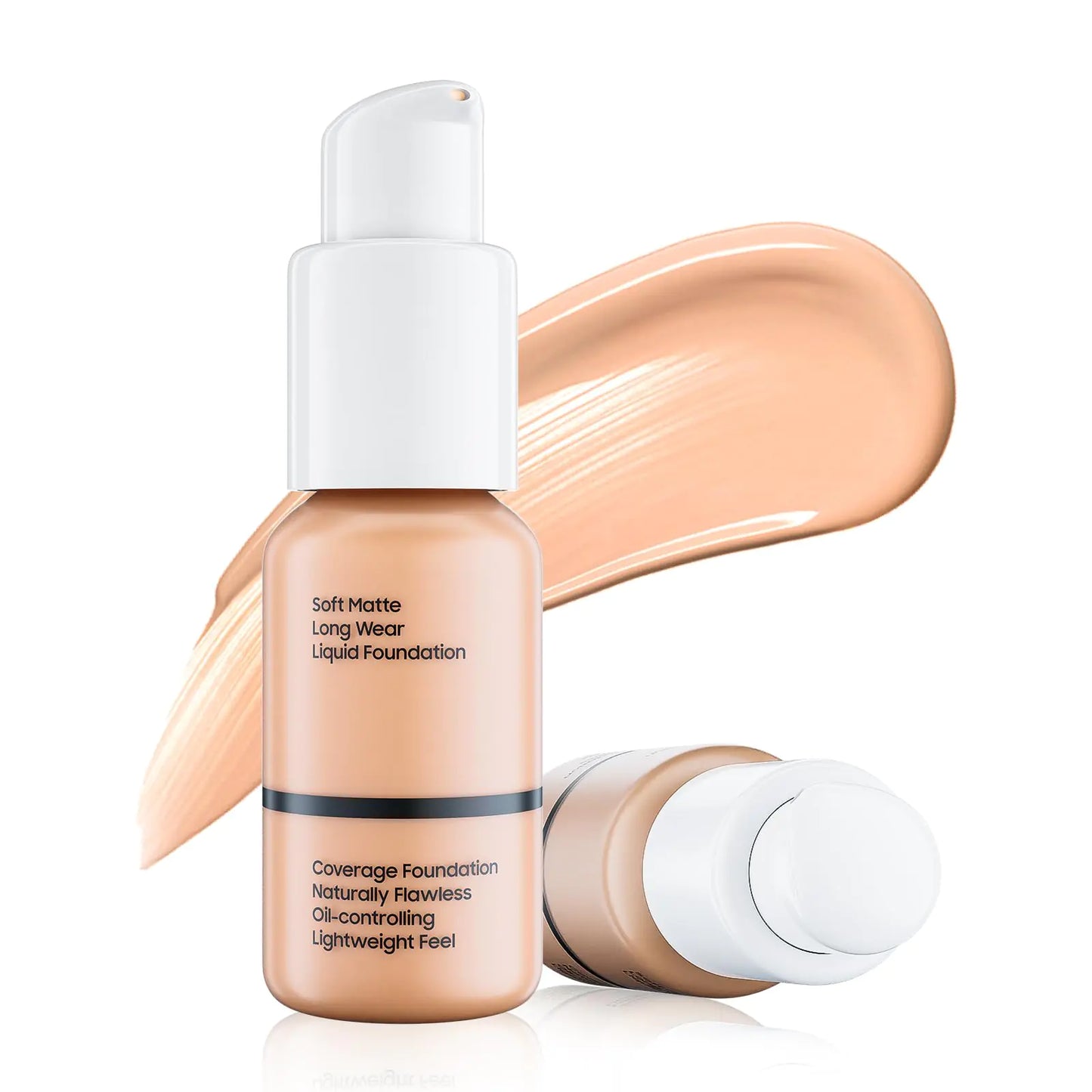 Matte Full Coverage Liquid Foundation - Lightweight & Flawless Oil Control Foundation Makeup Waterproof and Long-Lasting Skin Foundation Concealer for Dry and Oily Skin 1 Fl Oz (#103 Warm Peach)