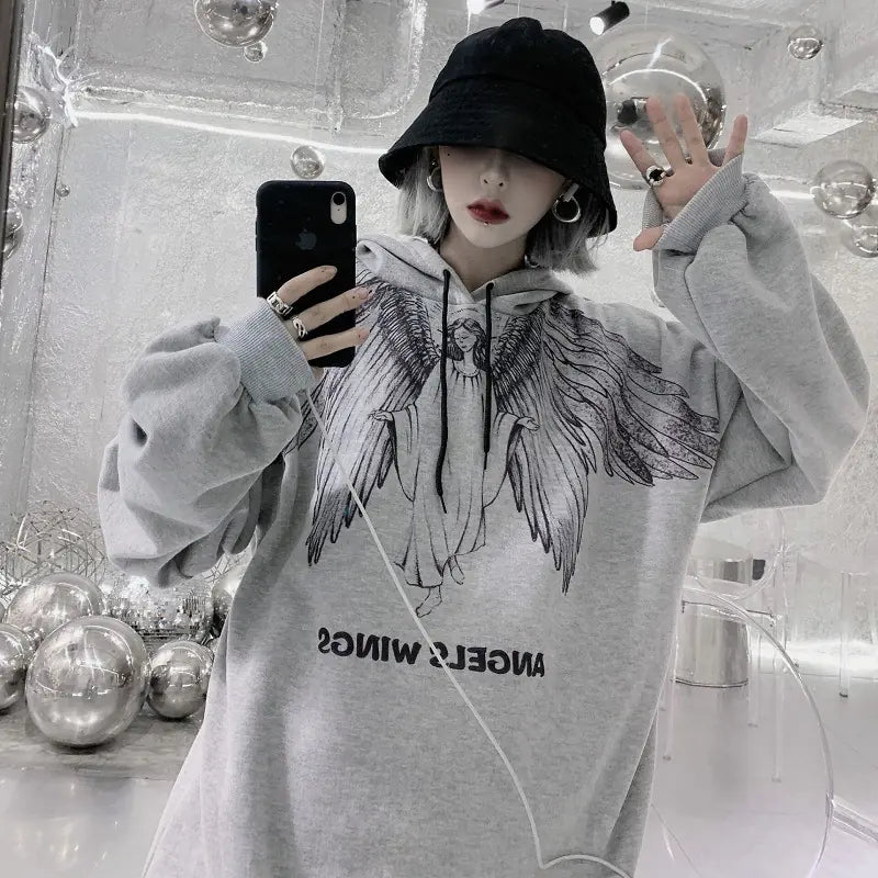 Harajuku Style Retro Loose Plus Size Fleece Sweater