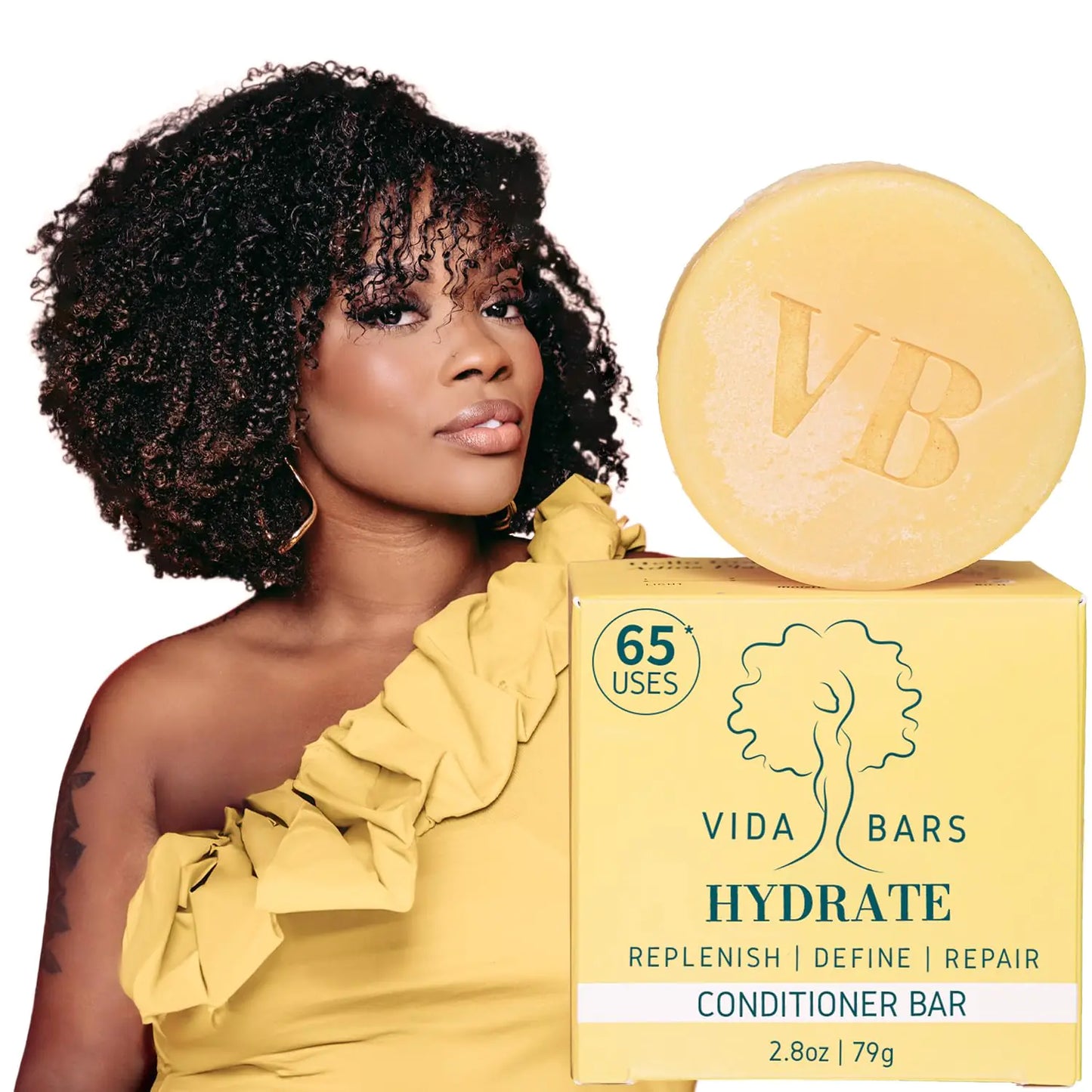 Vida Bars Hydrate Solid Conditioner Bar for Curly Hair | All Natural Moisturizing Bar Conditioner for Dry Damaged Hair | Vegan Sulfate Free Paraben Free Handmade in the USA (Lavender & Grapefruit)