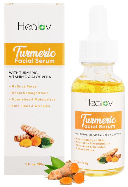 Turmeric Serum for Face & Body - All Natural Turmeric Skin Brightening Serum for Spots - Turmeric Facial Repair Serum Cleanses Skin Fights Acne - Pure Turmeric Oil Skincare for All Skin Types