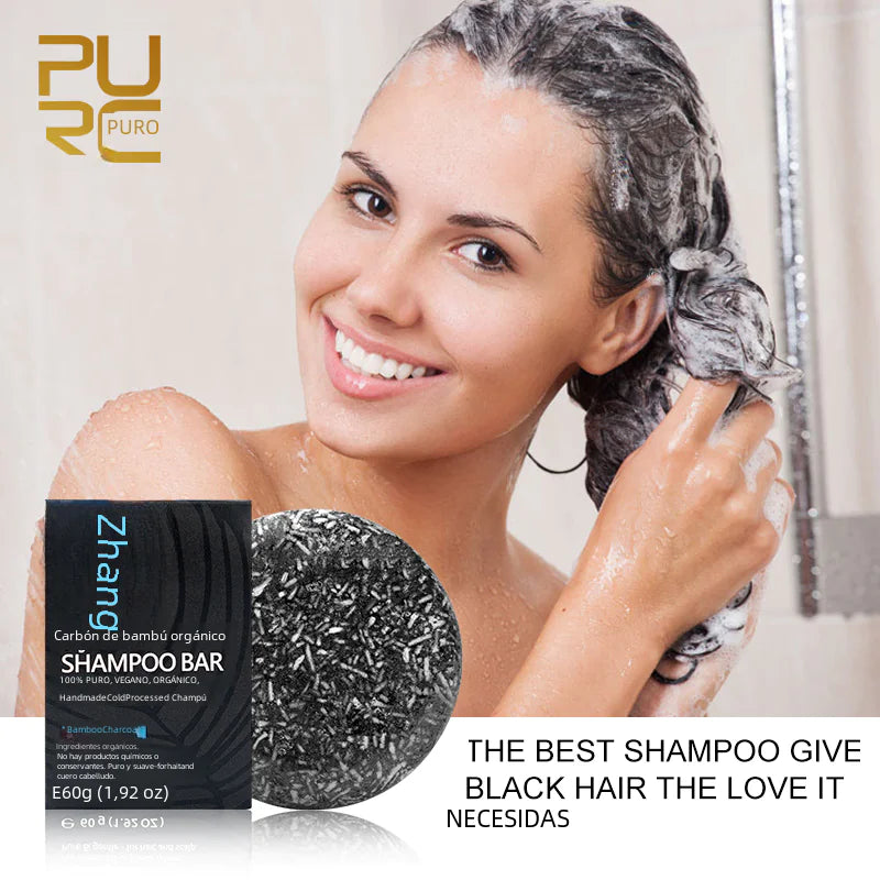 PURC Bamboo Charcoal Shampoo Bar for Nourishing Shine